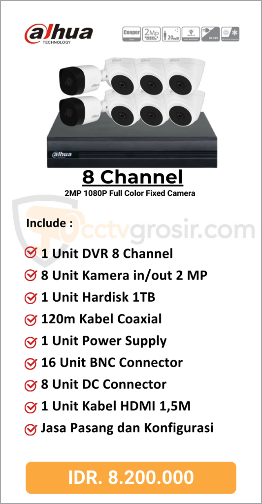 Paket Dahua 8 Channel Colorvu