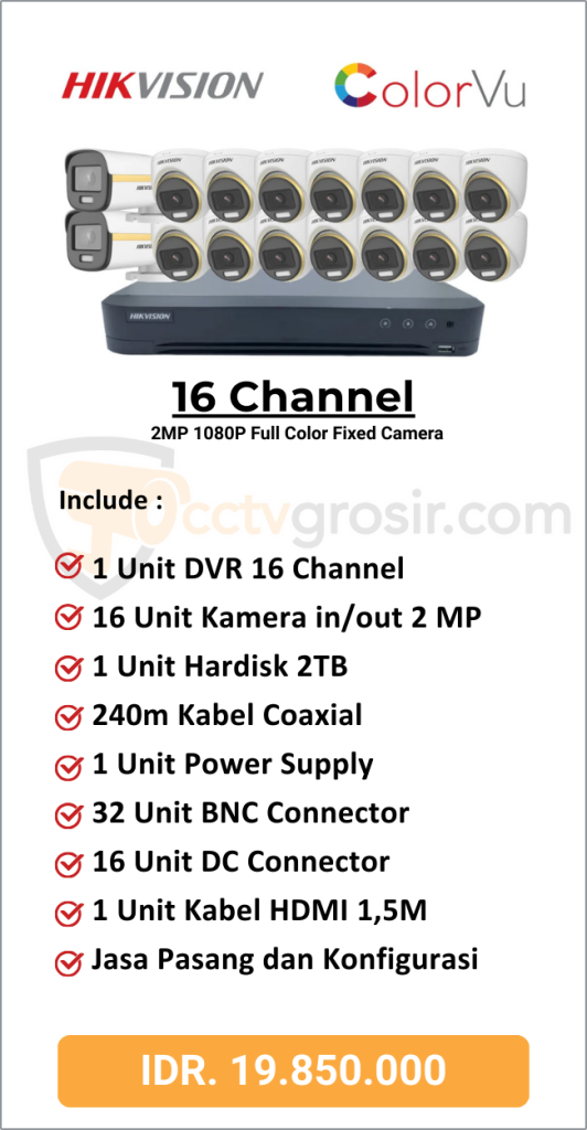 Paket Hikvision 16 Channel Colorvu