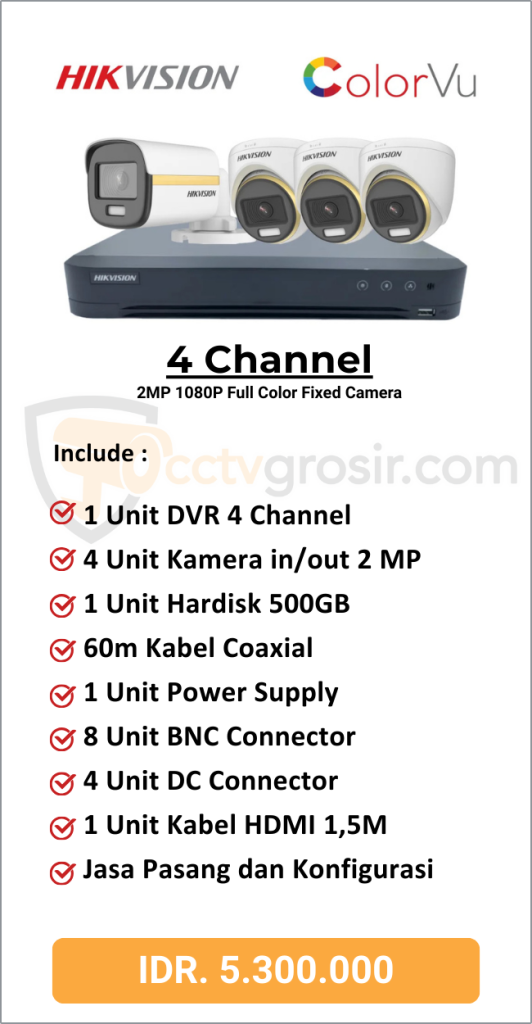 Paket Hikvision 4 Channel Colorvu
