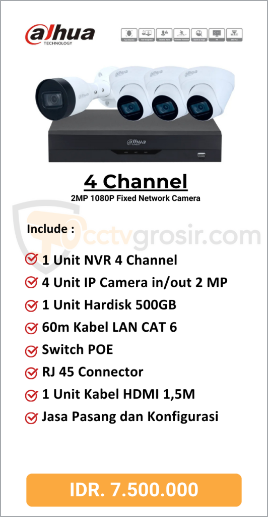 Paket Hikvision 4 Channel IPCAM