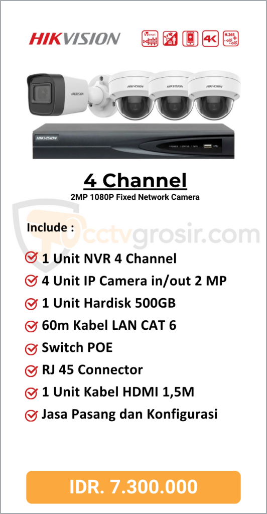 Paket Hikvision 4 Channel IPCAM