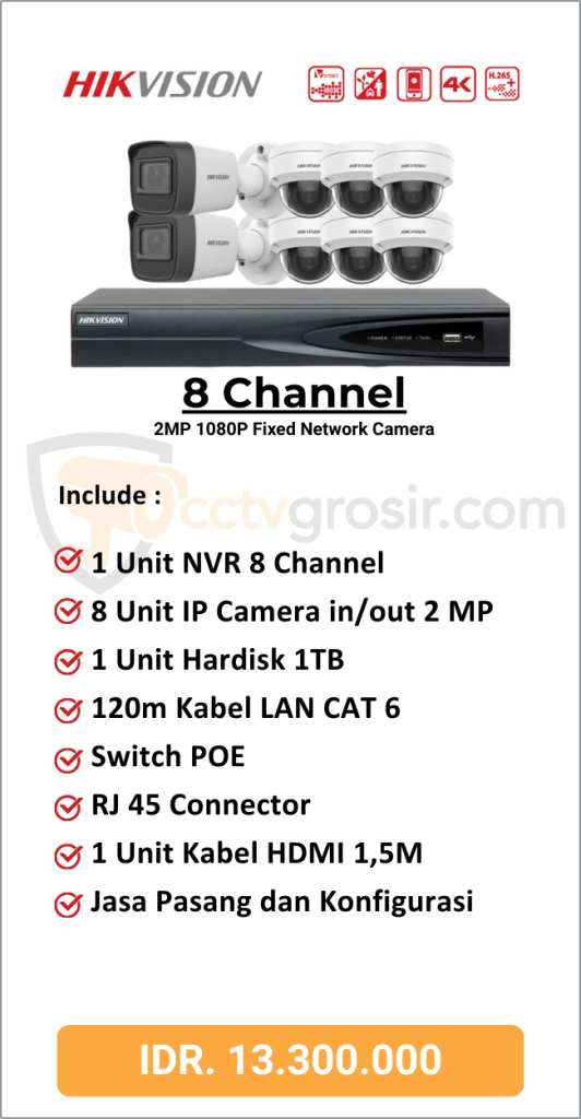 Paket Hikvision 8 Channel IPCAM